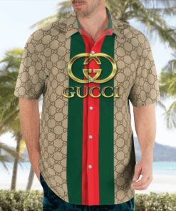 gucci cream stripes luxury brand premium fashion hawaii shirt for men PEA31228