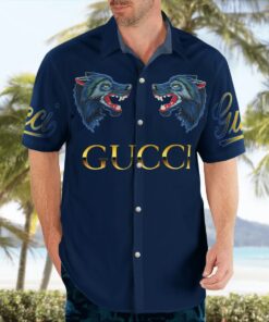 gucci wolf navy luxury brand premium fashion hawaii shirt for men PEA31229