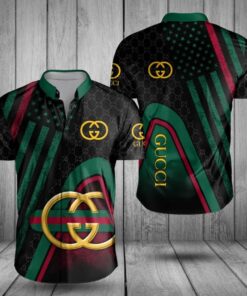 gucci green black luxury brand premium fashion hawaii shirt for men PEA31234