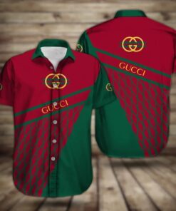 gucci red green luxury brand premium fashion hawaii shirt for men PEA31235