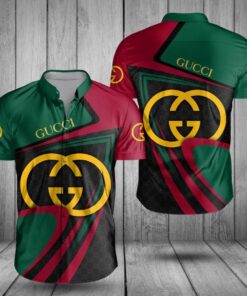 gucci yellow logo green red luxury brand premium fashion hawaii shirt for men PEA31228