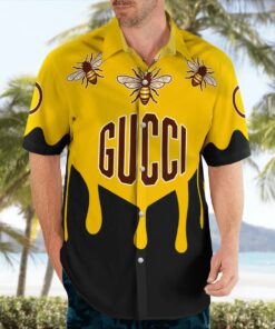 gucci bee black yellow luxury brand premium fashion hawaii shirt for men PEA31240