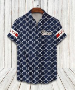 gucci dark blue luxury brand fashion hawaii shirt for men PEA31249