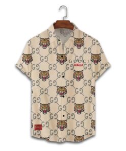 gucci tiger cream luxury brand fashion hawaii shirt for men PEA31256