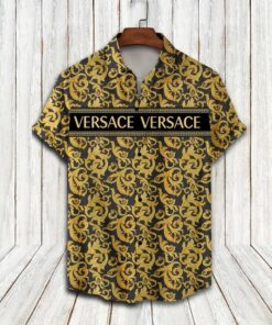 Versace golden pattern luxury brand premium fashion hawaii shirt for men HH02865
