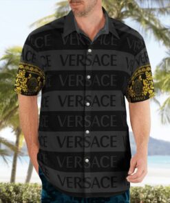 versace black grey luxury brand premium fashion hawaii shirt for men PEA31217