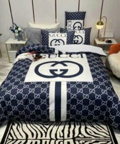 Big Logo In Blue Monogram Background Bedding Set King