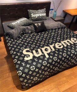 Luxury  x Supreme Black Monogram Bedding Set