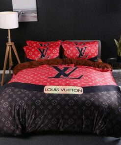 Luxury  Black And Red Monogram Bedding Set