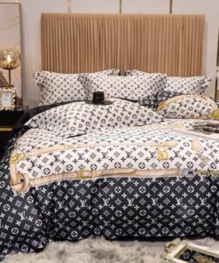 Black and White Monogram Comforter Bedding Set