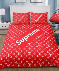 x Supreme Red Monogram Comforter Bedding Set PEAB134460
