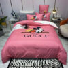 x Mickey Signature Logo In Pink Background Bedding Set King