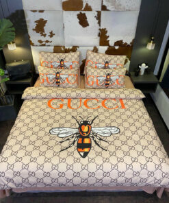 Bee In Monogram Background Bedding Set King