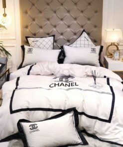Chanel Logo White And Black Bedding Set