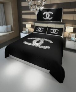 Chanel Logo With White Flowers Bedding Set