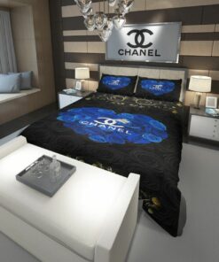 Coco Chanel Blue Roses Heart Bedding Set