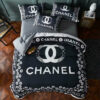 Best Chanel White logo in Black Background Bedroom Set