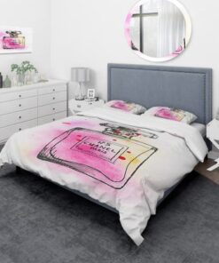 Coco Chanel Pink No.5 Perfume Bedding Set