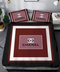 Best Chanel White and Maroon Background Bedroom Set