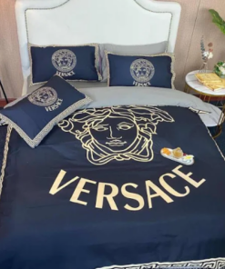Golden Logo In Navy Background Most Comfortable Bedding Set
