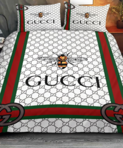 Bee In Monogram King White Background Bedding Set 2