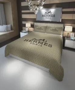 Beige Paris Hermes Bedding Set