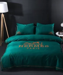 Luxury Green Paris Hermes Bedding Set
