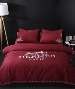 Luxury Red Paris Hermes Bedding Set
