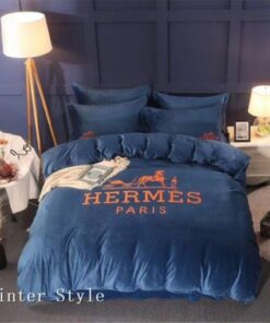 Luxury Blue Paris Hermes Bedding Set