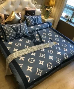 Dark Blue Monogram  Bedding Set
