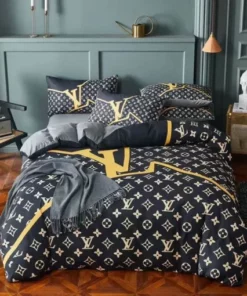Black And Grey Monogram  Bedding Set