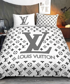 Basic Black Monogram Logo  In White Background Bedding Set