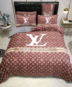 Monogram  In Brown Background Bedding Set
