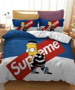 Supreme Bart Simpson White Blue Luxury Brand Bedding Set LVT00036
