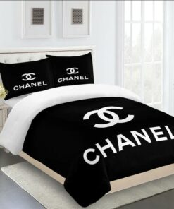 Chanel White Logo Black Luxury Brand Bedding Set LVT00049