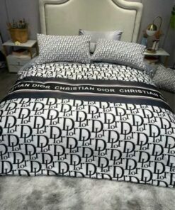 Christian Dior Black White Logo Luxury Brand Premium Bedding Set LVT00523