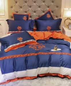 Hermes Blue Logo Luxury Brand Bedding Set Duvet Cover Home Decor LVT00938
