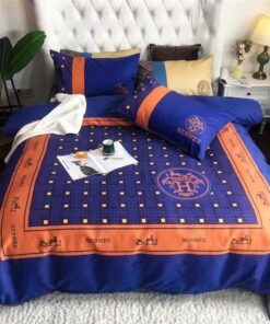 Hermes Blue Orange Luxury Brand Premium Bedding Set Bedspread Duvet Cover Set Home Decor LVT00941