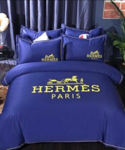 Hermes Blue Luxury Brand Bedding Set Bedspread Duvet Cover Set Home Decor LVT00943