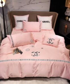 Chanel Light Pink Luxury Brand Premium Bedding Set Duvet Cover Home Decor LVT00949