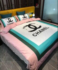 Chanel Light Pink Blue Luxury Brand Bedding Set Home Decor LVT00955