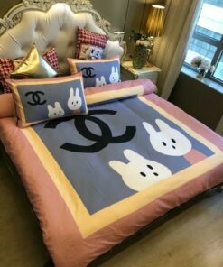 Chanel Rabbit Printed Bedding Sets Quilt Sets Duvet Cover Luxury Brand Bedding Decor Bedroom Sets LVT00959