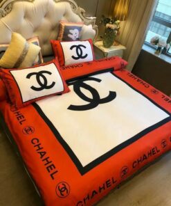 Chanel Red Printed Bedding Sets Quilt Sets Duvet Cover Luxury Brand Bedding Decor Bedroom Sets LVT00960