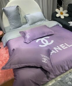 Chanel Violet Bedding 3d Printed Bedding Sets Quilt Sets Duvet Cover Luxury Brand Bedding Decor Bedroom Sets LVT00964