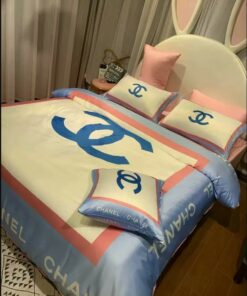 Chanel Logo Blue Printed Bedding Sets Quilt Sets Duvet Cover Luxury Brand Bedding Decor Bedroom Sets LVT00969