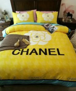 Chanel Yellow Roses Bedding 3d Printed Bedding Sets Quilt Sets Duvet Cover Luxury Brand Bedding Decor Bedroom Sets LVT00979