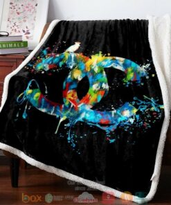 Luxury Brand Variegated Color Logo Fleece Blanket