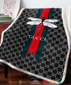 Luxury Brand Dragonfly Black Fleece Blanket