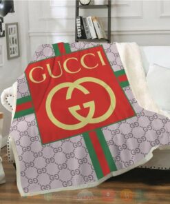 Luxury Brand Red Logo Brand Grey Pattern Blanket