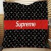 Supreme Black Logo Luxury Brand Premium Quilt Blanket Fleece Home Decor LVT00117